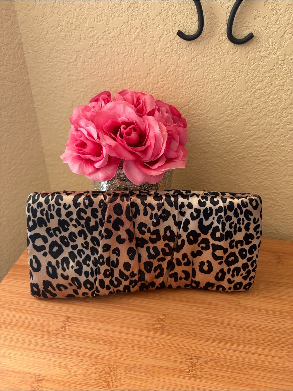 Steve Madden Leopard Satin Wallet in Gold and Black